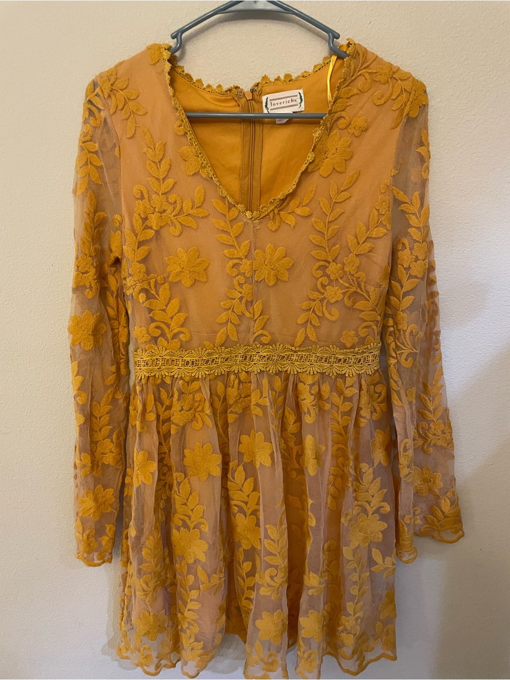 Love Riche Mustard Yellow Lace Trim Dress